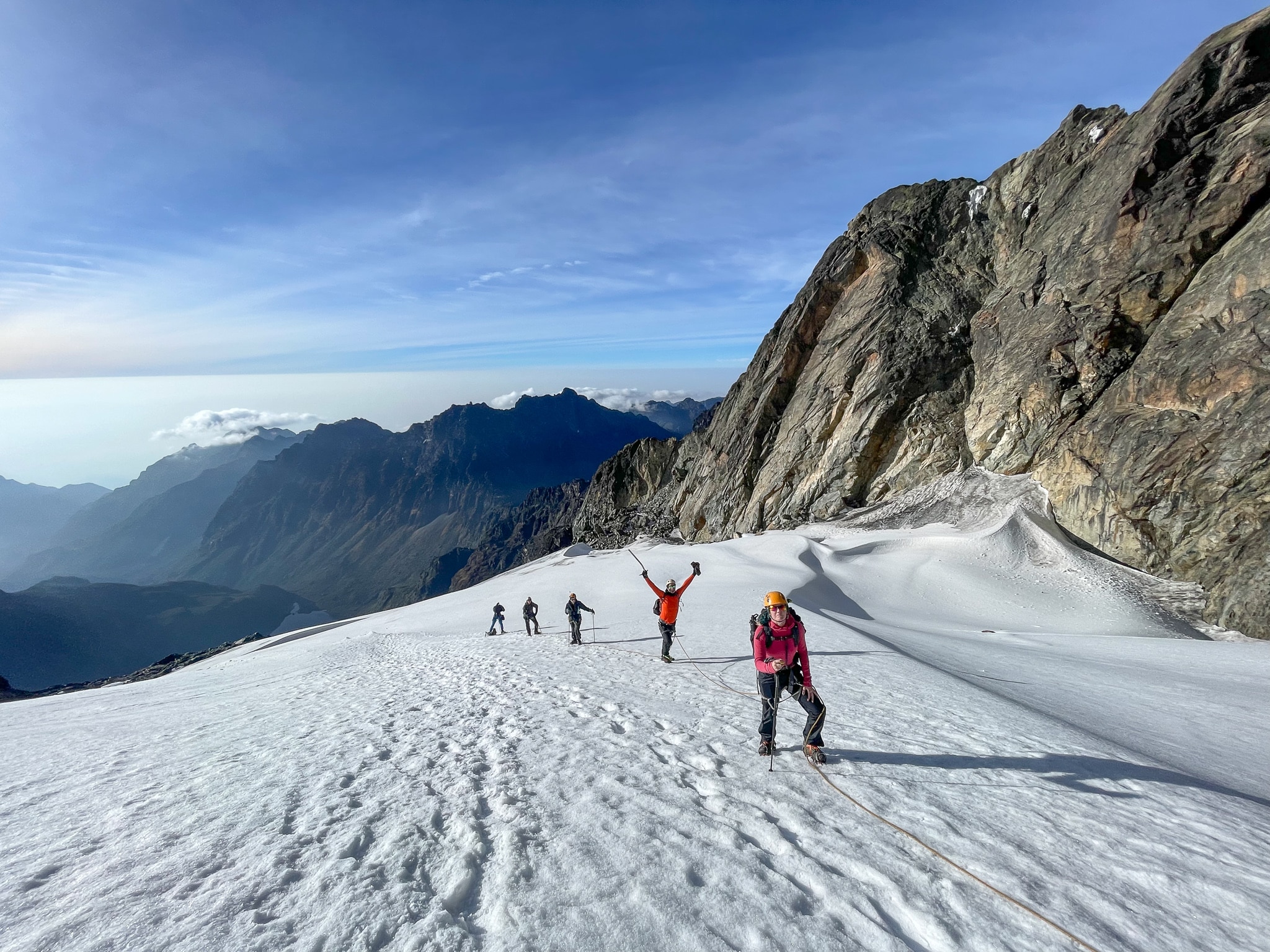 Climbing Margherita Peak.